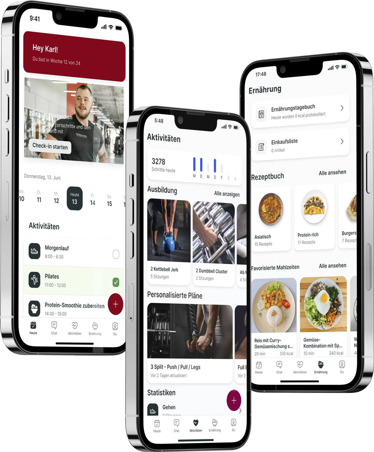 Ein Mockup der Coaching-App, das die Funktionen zeigt.